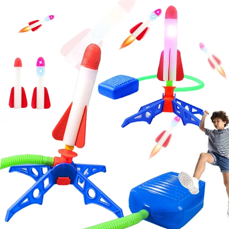 Kids Outdoor Lounge Set - 子供用ロケットランチャー屋外足踏み式昇天ロケットおもちゃフットポンプジャンプスポーツゲーム子供用プレイセット