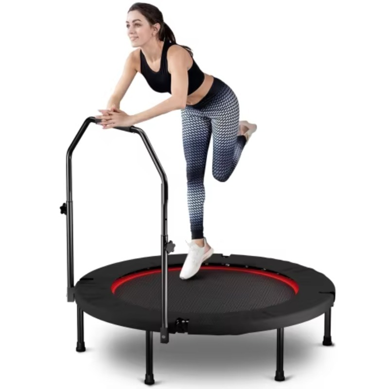 Mini Trampoline Spring - 折りたたみ式トランポリン ハンドル付き - 標準スプリング - ブラック