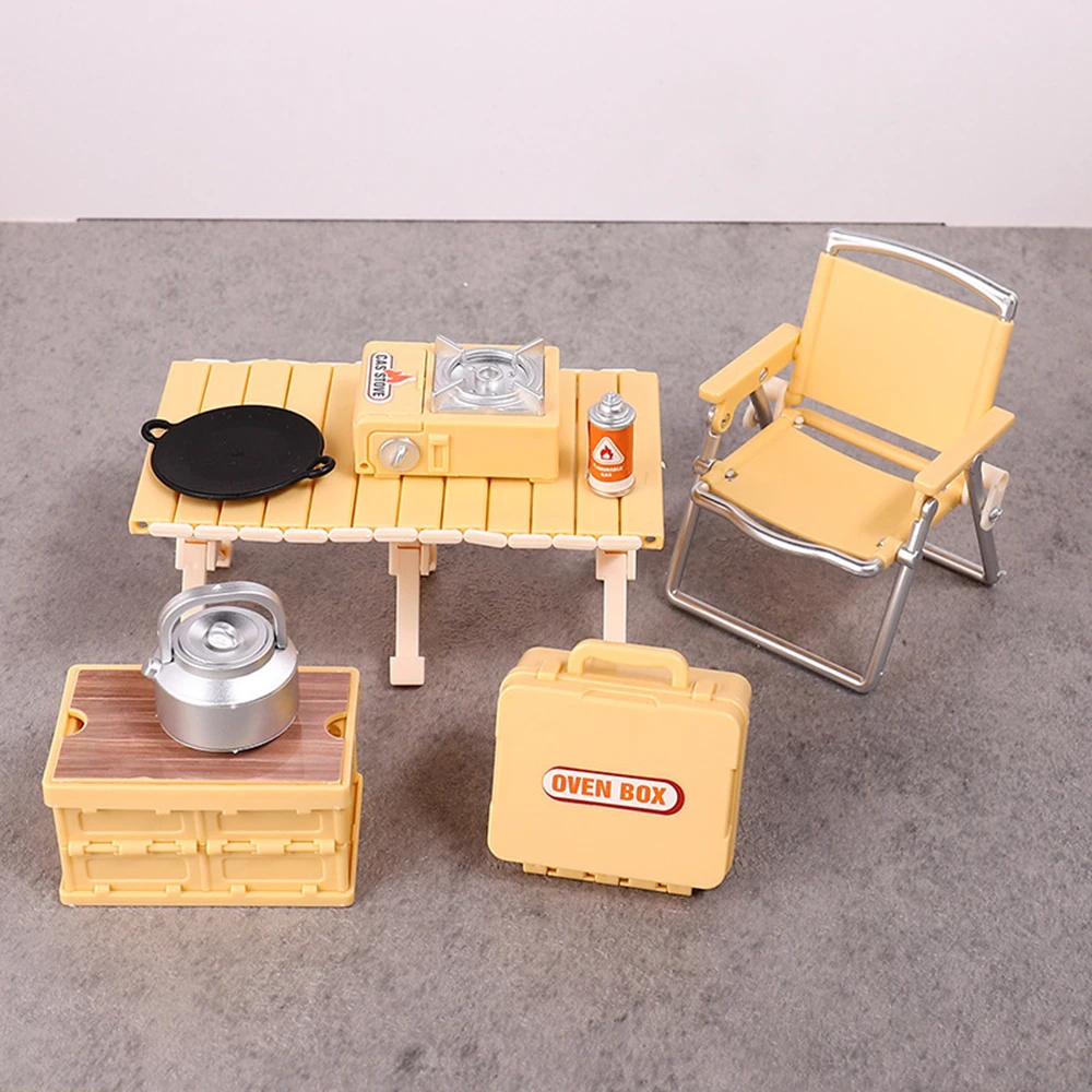 Kids Outdoor Folding Table - ミニ折りたたみ椅子 & テーブルセット - シミュレーションキャンプ装飾、屋外ピクニックモデル機器、子供へのかわいいギフト