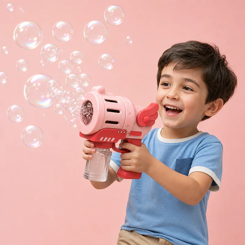 Kids Outdoor Music - 電動バブルマシン、点滅ライトと音楽付き、子供用、自動バブルブロワー、石鹸水バブルメーカー、子供へのプレゼント、屋外玩具