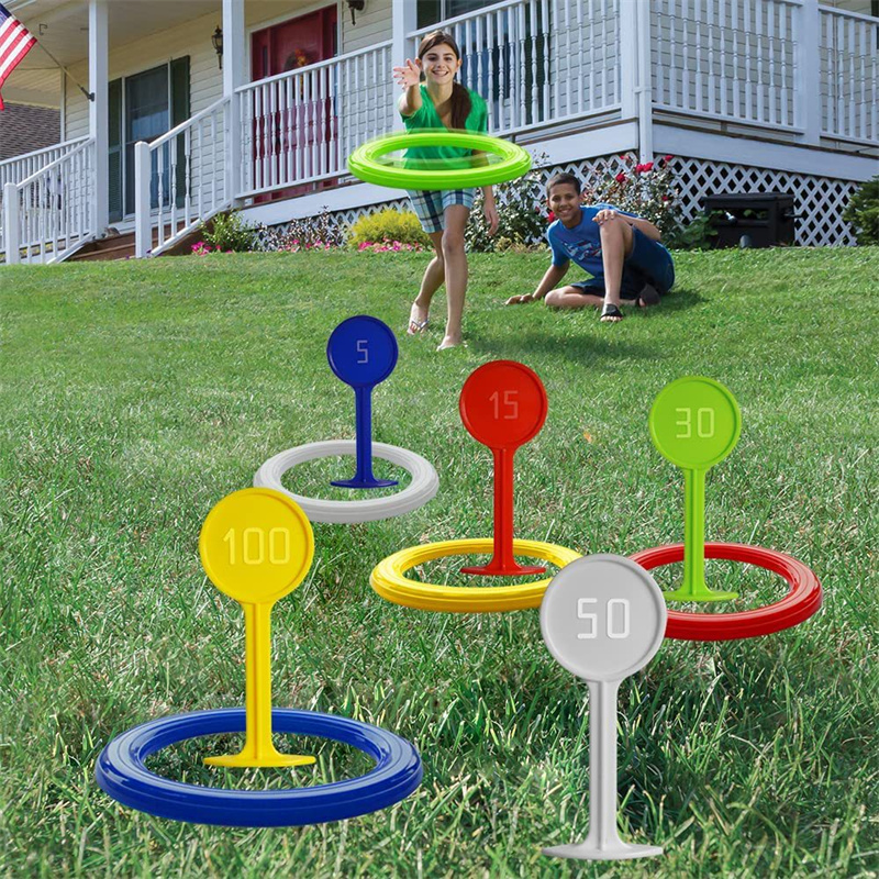 Kids Outdoor Yard - 子供用プラスチック製輪投げゲーム、芝生やビーチ用の輪投げおもちゃ、屋外ヤードゲームギフト、カーニバルパーティーの景品