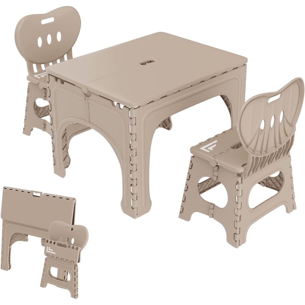 Kids Outdoor Folding Table - 子供用折りたたみテーブルと椅子セット、折りたたみアクティビティテーブル、ポータブルピクニックテーブル、屋内および屋外での使用に最適、耐久性があり、