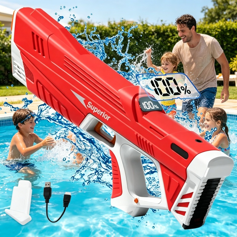 Kids Outdoor Water Play - 電動連続射撃水鉄砲 大人と子供向け ワンクリックで自動給水 夏の屋外遊び用おもちゃ