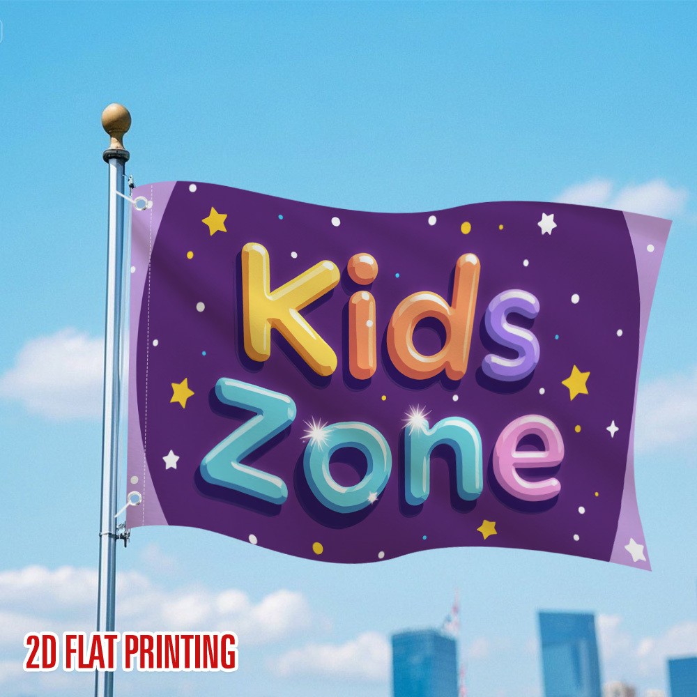 Kids Outdoor Zone - キッズゾーン ガーデンフラッグ 耐久性のあるポリエステル製 屋外用 遊び心のある紫色の星 夏のイベント装飾