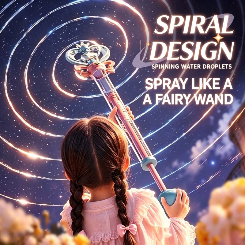 Kids Outdoor Water Play - 子供用魔法の妖精の杖水鉄砲おもちゃ、デュアルモードハンドヘルド水砲、スパイラル式、夏の子供向けおもちゃ、屋外遊び用ギフト