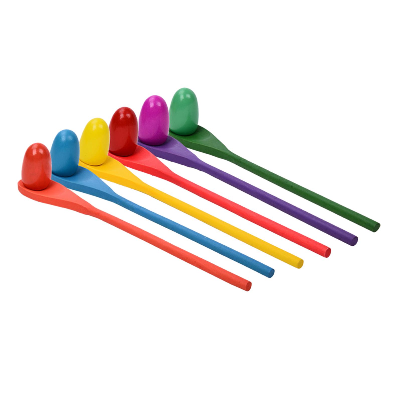 Kids Outdoor Yard - 6ピース エッグスプーンレースゲーム 手と目の協調性 就学前学習玩具 教育玩具 パーティー