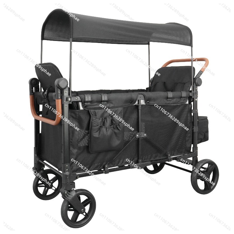 Kids Outdoor Wagon - 屋外用ワゴン型ベビーカー 4人乗り フルキャノピー付き キャンプ用折りたたみ式ワゴン型ベビーカー 子供用4人乗り