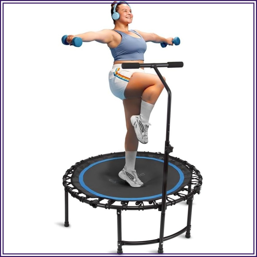 Mini Trampoline Spring - 大人用40インチ/50インチミニトランポリン - 強化スプリングと調節可能なハンドル付き450/550LBSフィットネストランポリン