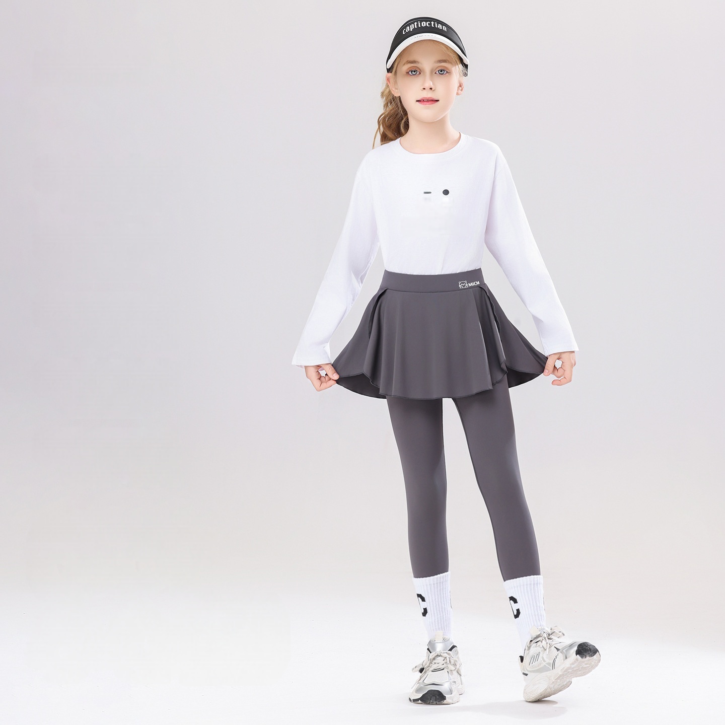 Kids Outdoor Yoga - 2026 新しい女の子スカートレギンス子供ハイウエストヨガパンツ子供スポーツアウトドアスリムタイト通気性弾性ズボン