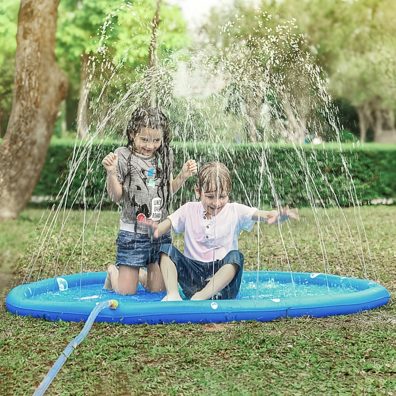 Kids Outdoor Lounge Set - 子供用プレイスプレーマット 100cm ビーチインフレータブルウォータースプリンクラーパッド 屋外ゲームおもちゃ 芝生スイミングプールマット キッズトイ