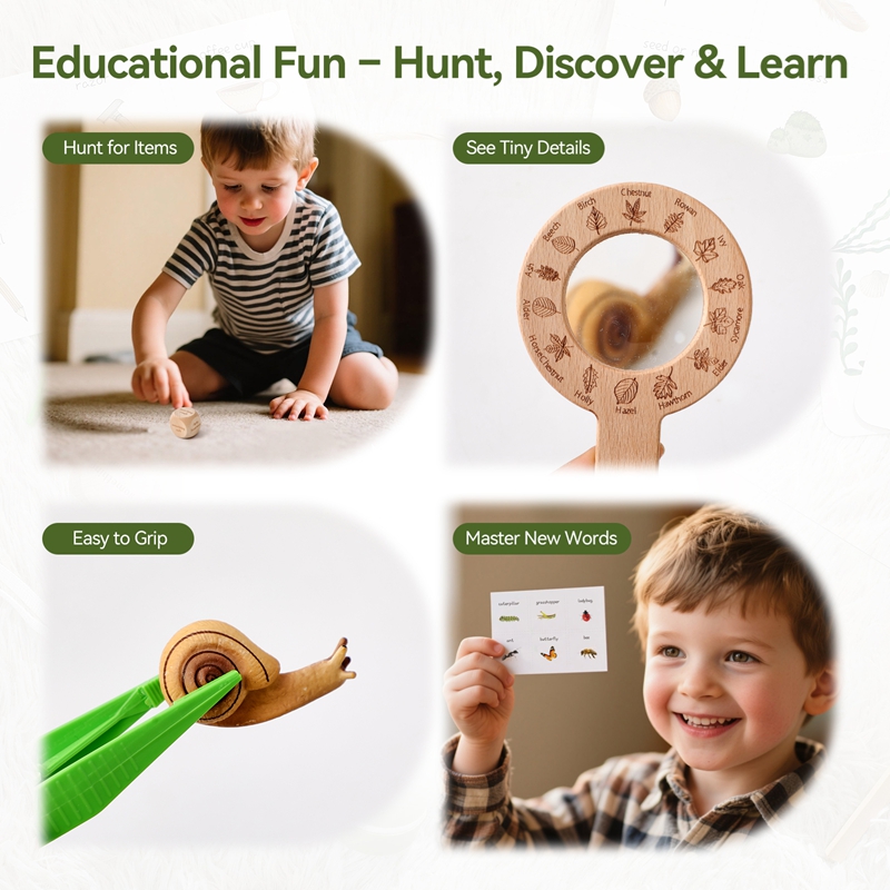 木製モンテッソーリおもちゃ宝探しセット子供用屋外探検認知ツー - Kids Outdoor Explorer Set のレビューと価格