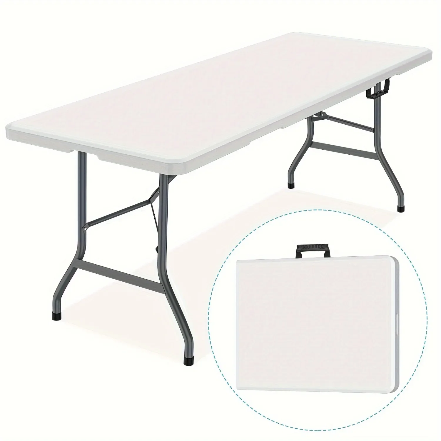6フィートの広々としたプラスチック製折りたたみテーブル、頑丈 - Kids Outdoor Folding Table のレビューと価格