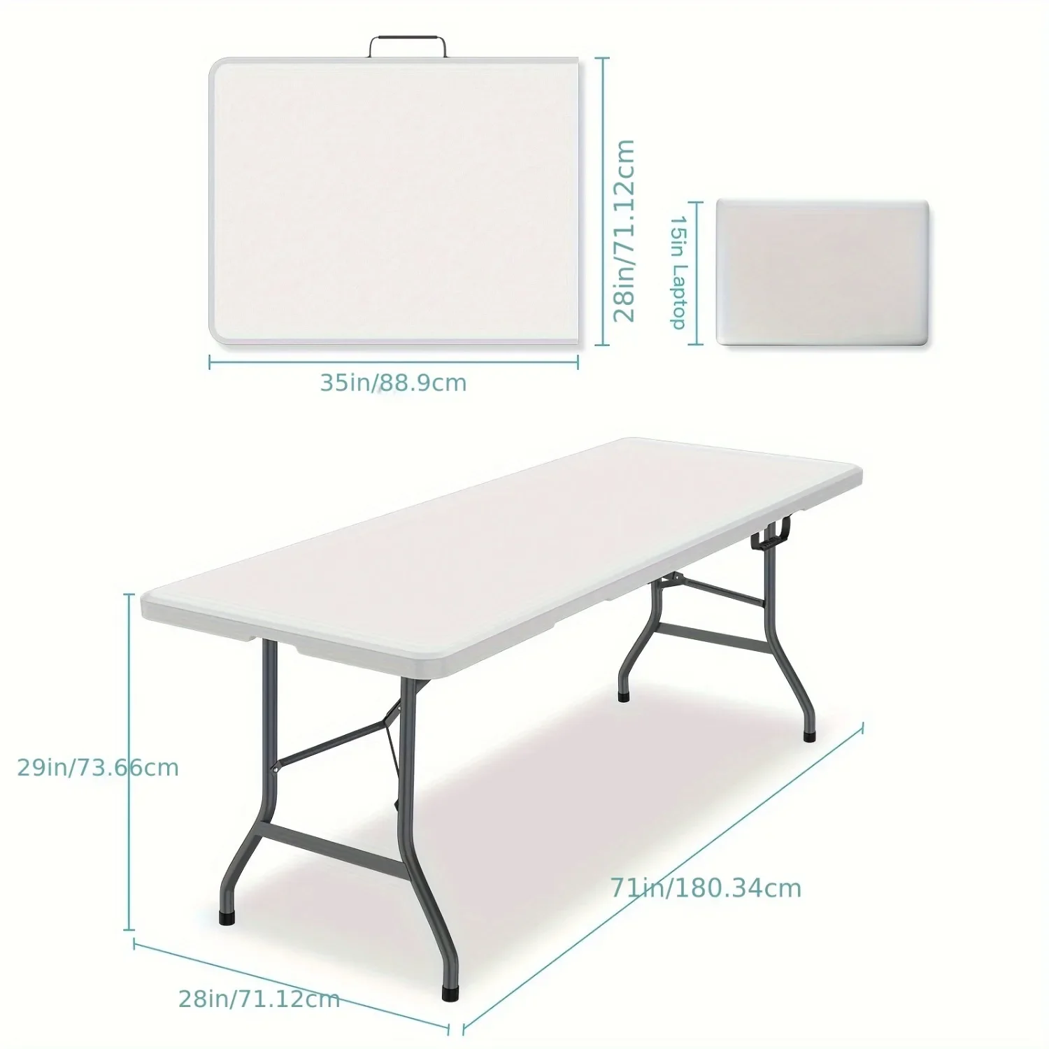 6フィートの広々としたプラスチック製折りたたみテーブル、頑丈 - Kids Outdoor Folding Table のレビューと価格