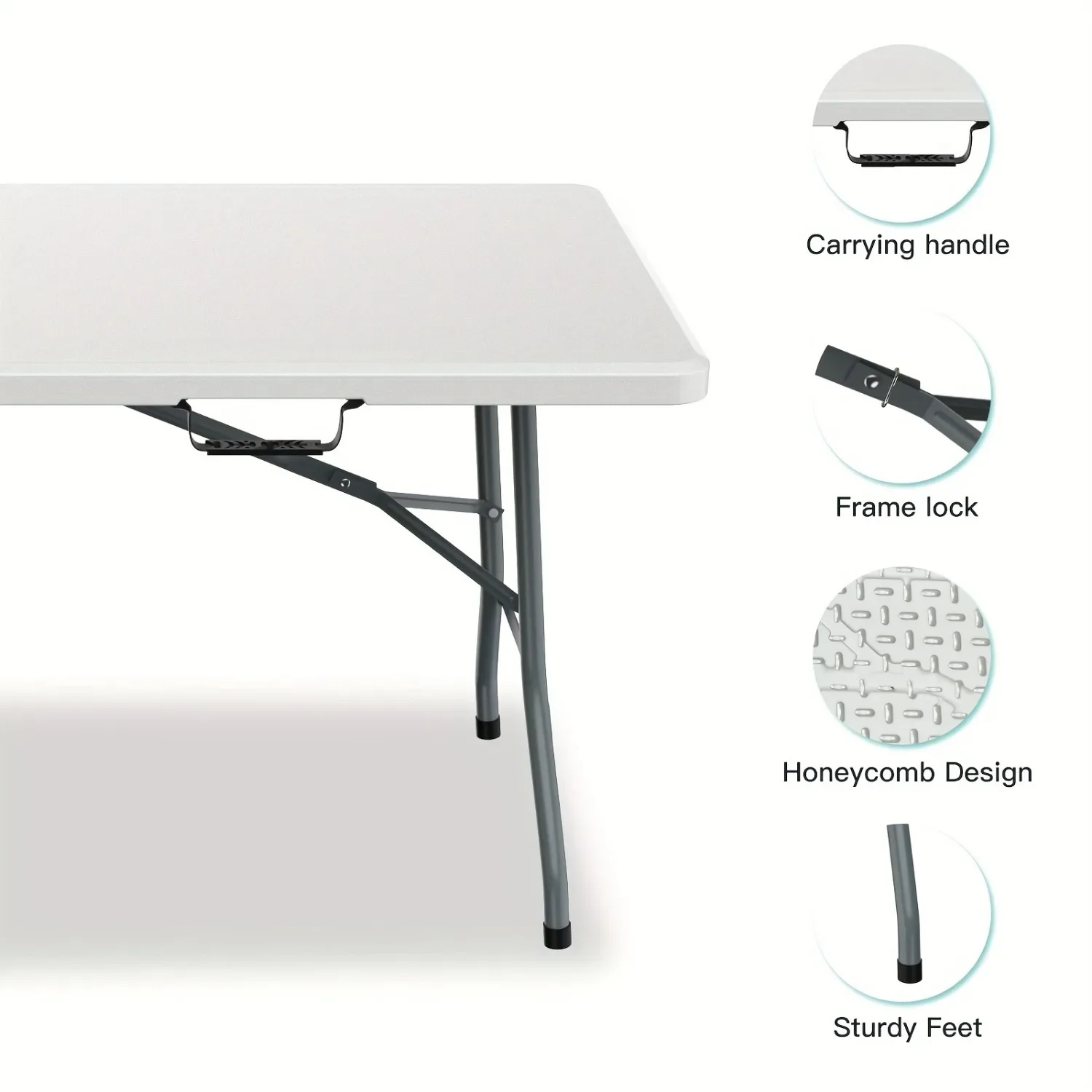 6フィートの広々としたプラスチック製折りたたみテーブル、頑丈 - Kids Outdoor Folding Table のレビューと価格