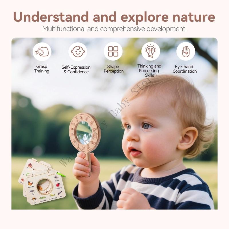 子供自然観察セット虫眼鏡木製植物と動物イラストガイドカード子 - Kids Outdoor Explorer Set のレビューと価格