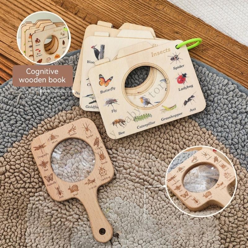 子供自然観察セット虫眼鏡木製植物と動物イラストガイドカード子 - Kids Outdoor Explorer Set のレビューと価格