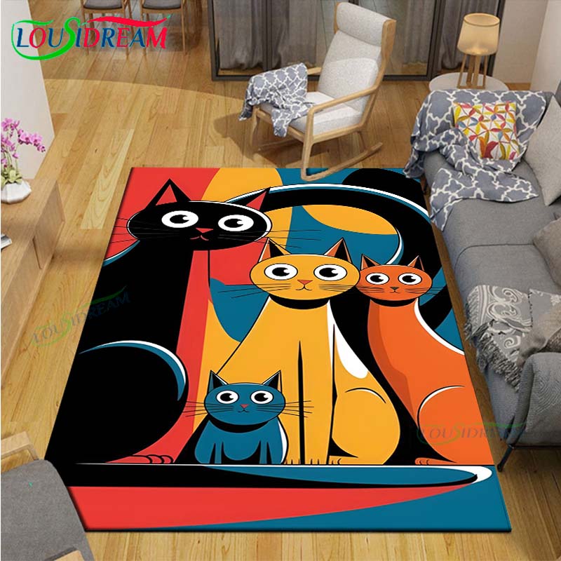 滑り止めの猫の絵が描かれた3Dカーペット,リビングルーム用, - Kids Outdoor Yoga のレビューと価格