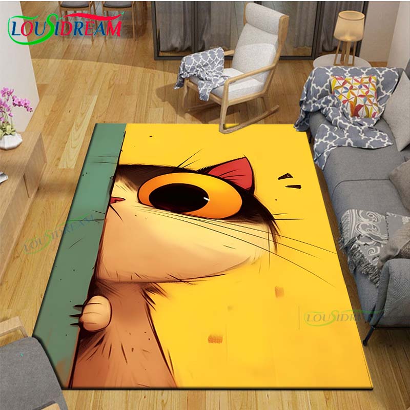 滑り止めの猫の絵が描かれた3Dカーペット,リビングルーム用, - Kids Outdoor Yoga のレビューと価格