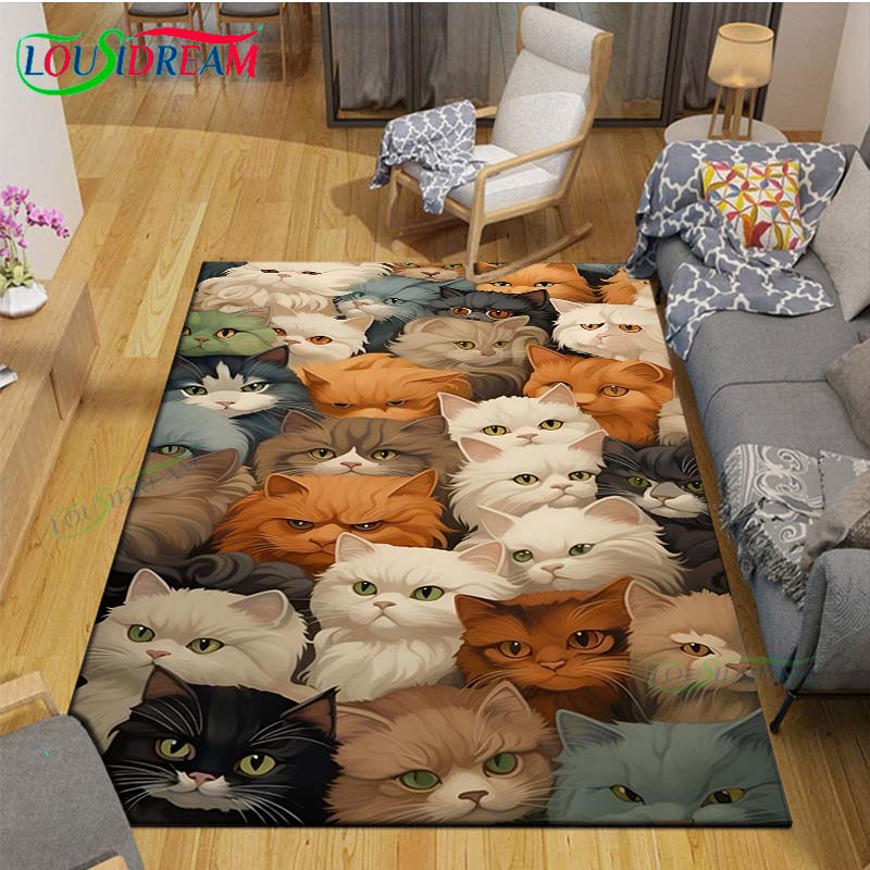 滑り止めの猫の絵が描かれた3Dカーペット,リビングルーム用, - Kids Outdoor Yoga のレビューと価格