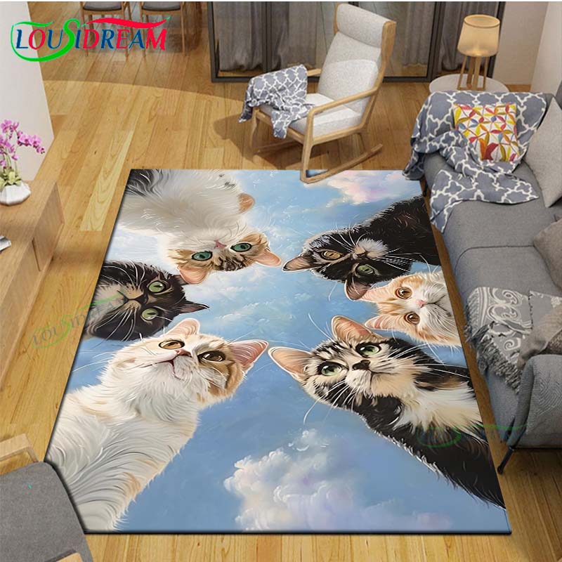 滑り止めの猫の絵が描かれた3Dカーペット,リビングルーム用, - Kids Outdoor Yoga のレビューと価格