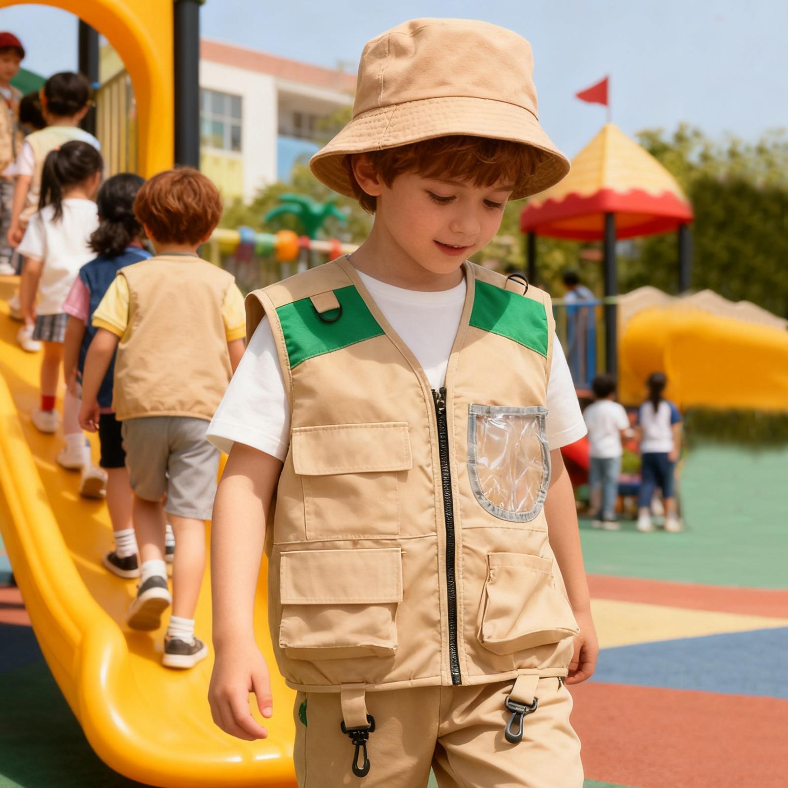 キッズエクスプローラーハットとベストコスチュームセット キッ - Kids Outdoor Explorer Set のレビューと価格