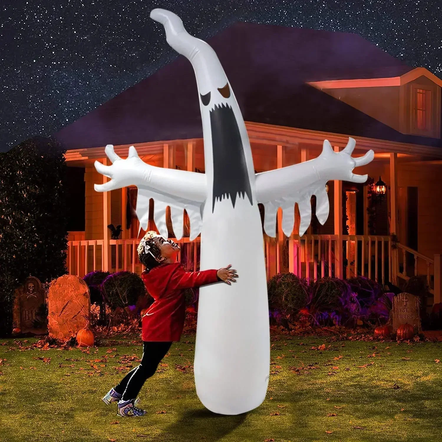 ハロウィンインフレータブル怖いゴースト LED ライト付き子 - Kids Outdoor Yard のレビューと価格
