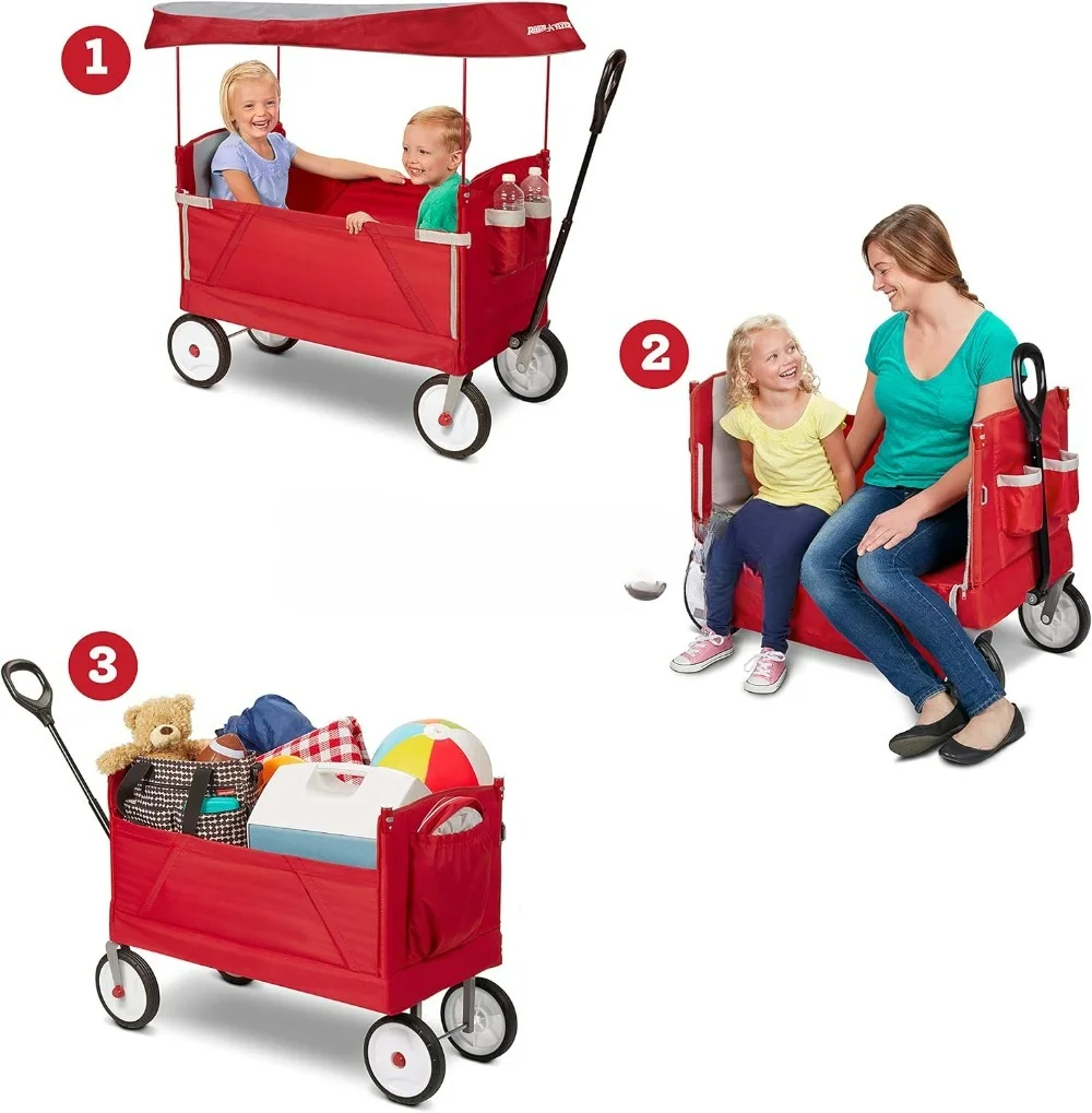 3-in-1 EZ折りたたみ式、子供と荷物用の屋外折りたたみ - Kids Outdoor Wagon のレビューと価格