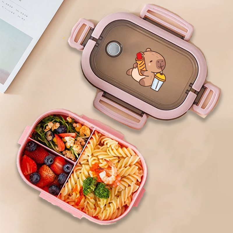 カピバラ弁当箱アニメ動物プリント食品保存容器子供学校ピクニッ - Kids Outdoor Kitchen Accessories のレビューと価格