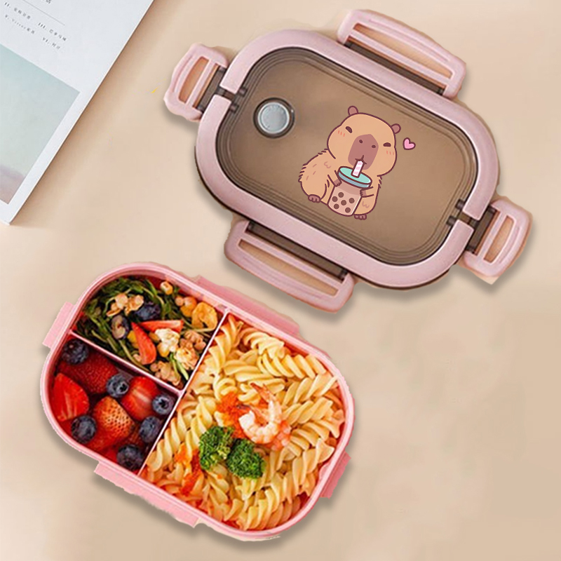 カピバラ弁当箱アニメ動物プリント食品保存容器子供学校ピクニッ - Kids Outdoor Kitchen Accessories のレビューと価格