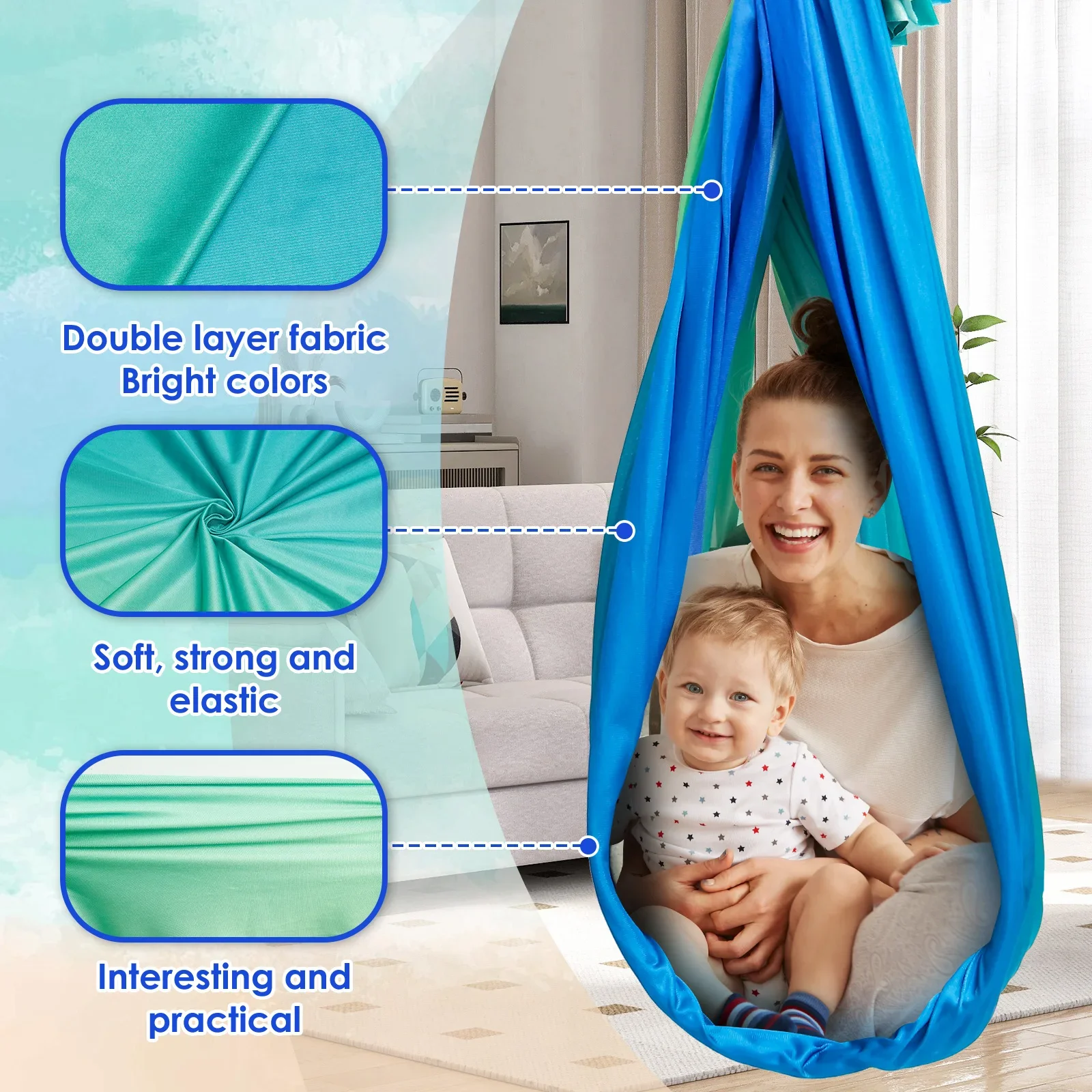 感覚スイング 快適な子供用感覚ハンモック 耐荷重200ポンド - Kids Outdoor Furniture のレビューと価格