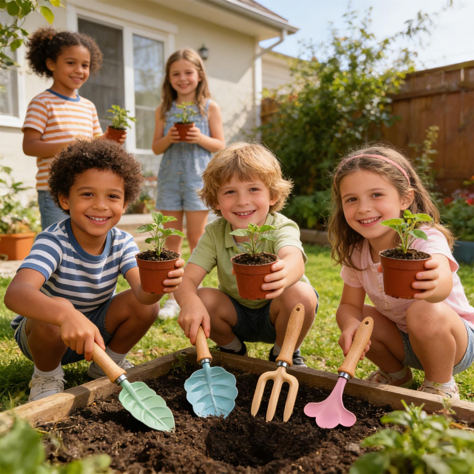 キッズガーデニングセット 4ピース 葉っぱ型 ポータブル掘削 - Kids Outdoor Yard のレビューと価格