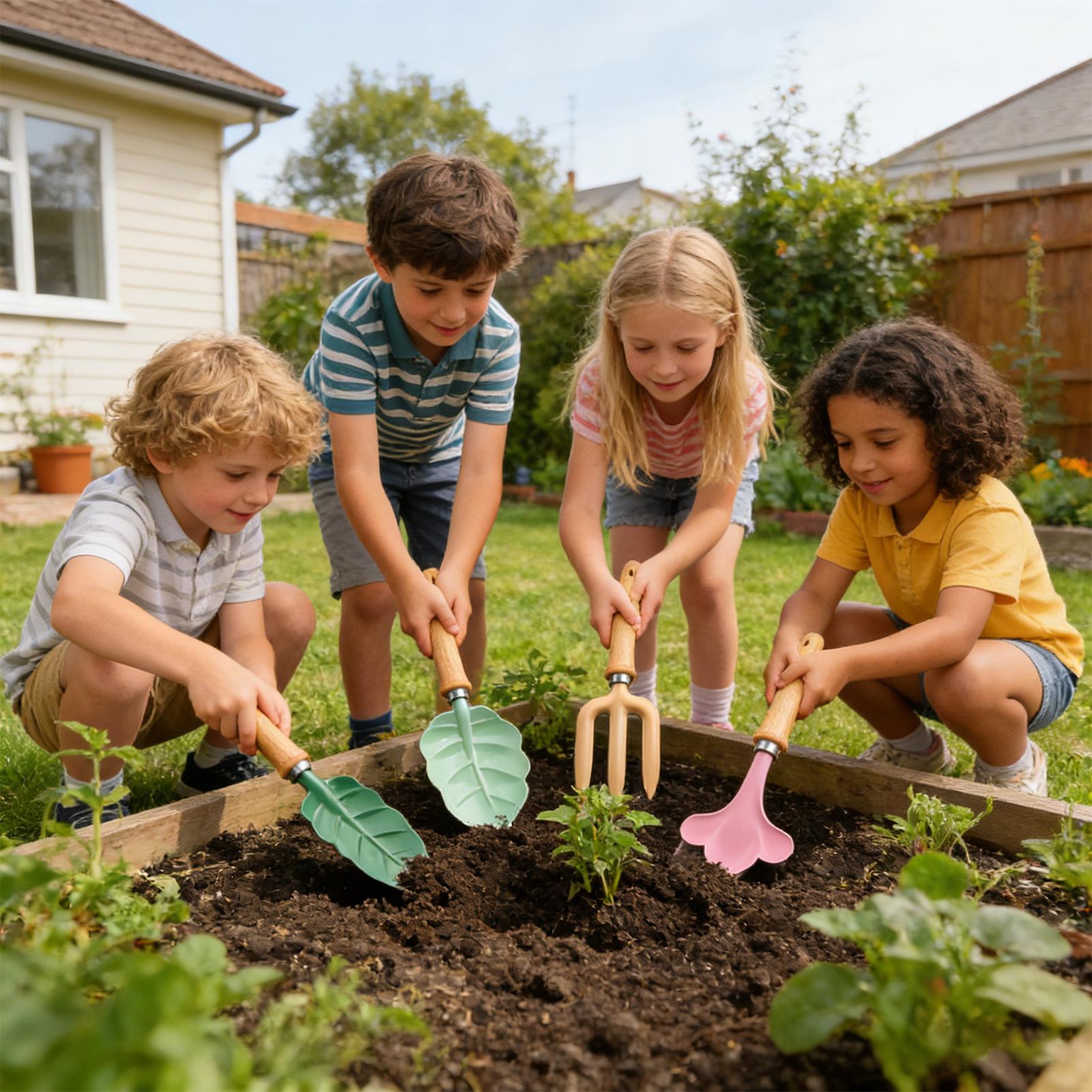キッズガーデニングセット 4ピース 葉っぱ型 ポータブル掘削 - Kids Outdoor Yard のレビューと価格