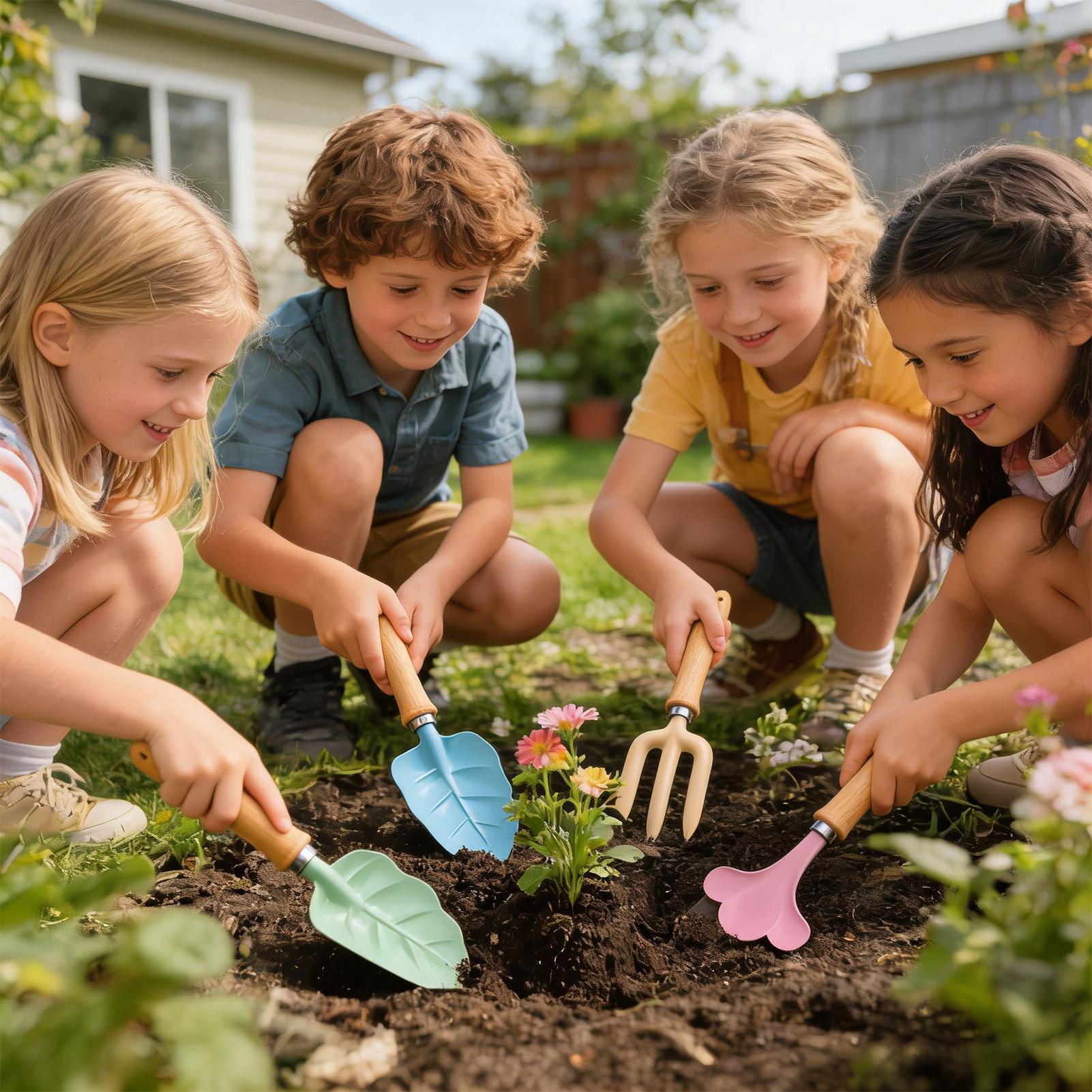 キッズガーデニングセット 4ピース 葉っぱ型 ポータブル掘削 - Kids Outdoor Yard のレビューと価格