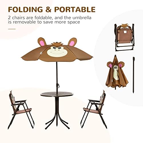 キッズテーブル＆チェアセット ピクニックテーブル傘 ブラウン - Kids Outdoor Folding Table のレビューと価格