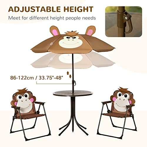 キッズテーブル＆チェアセット ピクニックテーブル傘 ブラウン - Kids Outdoor Folding Table のレビューと価格