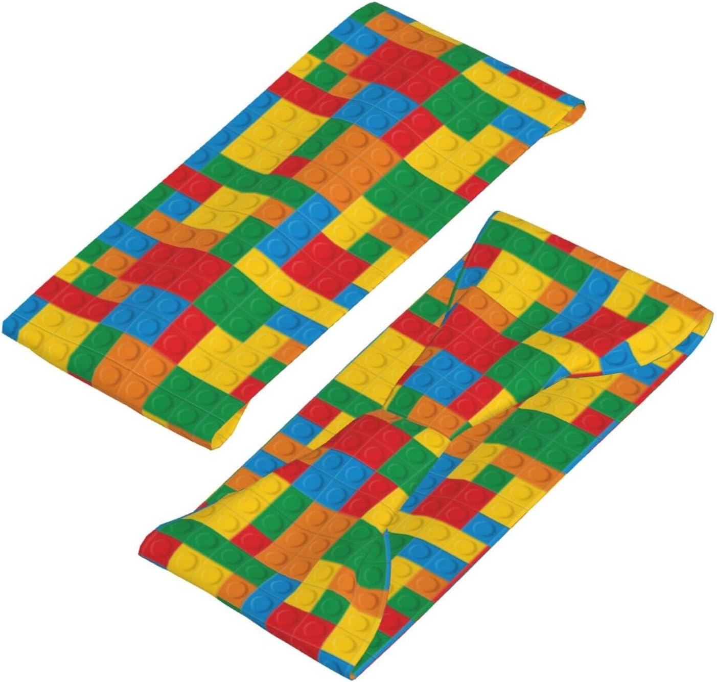 カラフルなビルディングブロックプリントヘッドバンド汗吸収スポ - Kids Outdoor Yoga のレビューと価格
