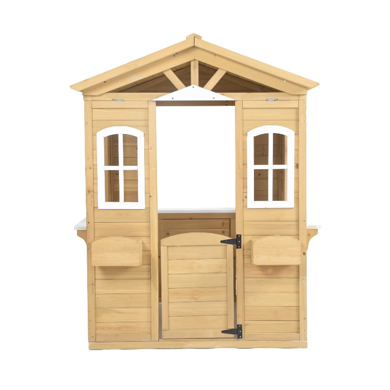モダンでクラシックな木製キッズプレイハウス、屋外家具、開閉可 - Kids Outdoor Furniture のレビューと価格