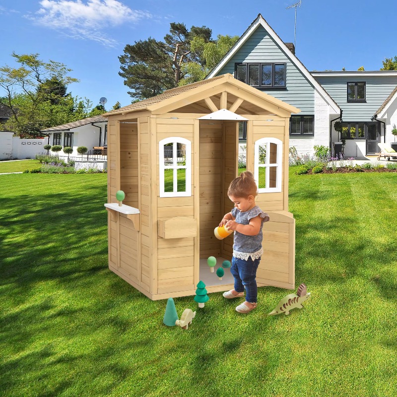 モダンでクラシックな木製キッズプレイハウス、屋外家具、開閉可 - Kids Outdoor Furniture のレビューと価格