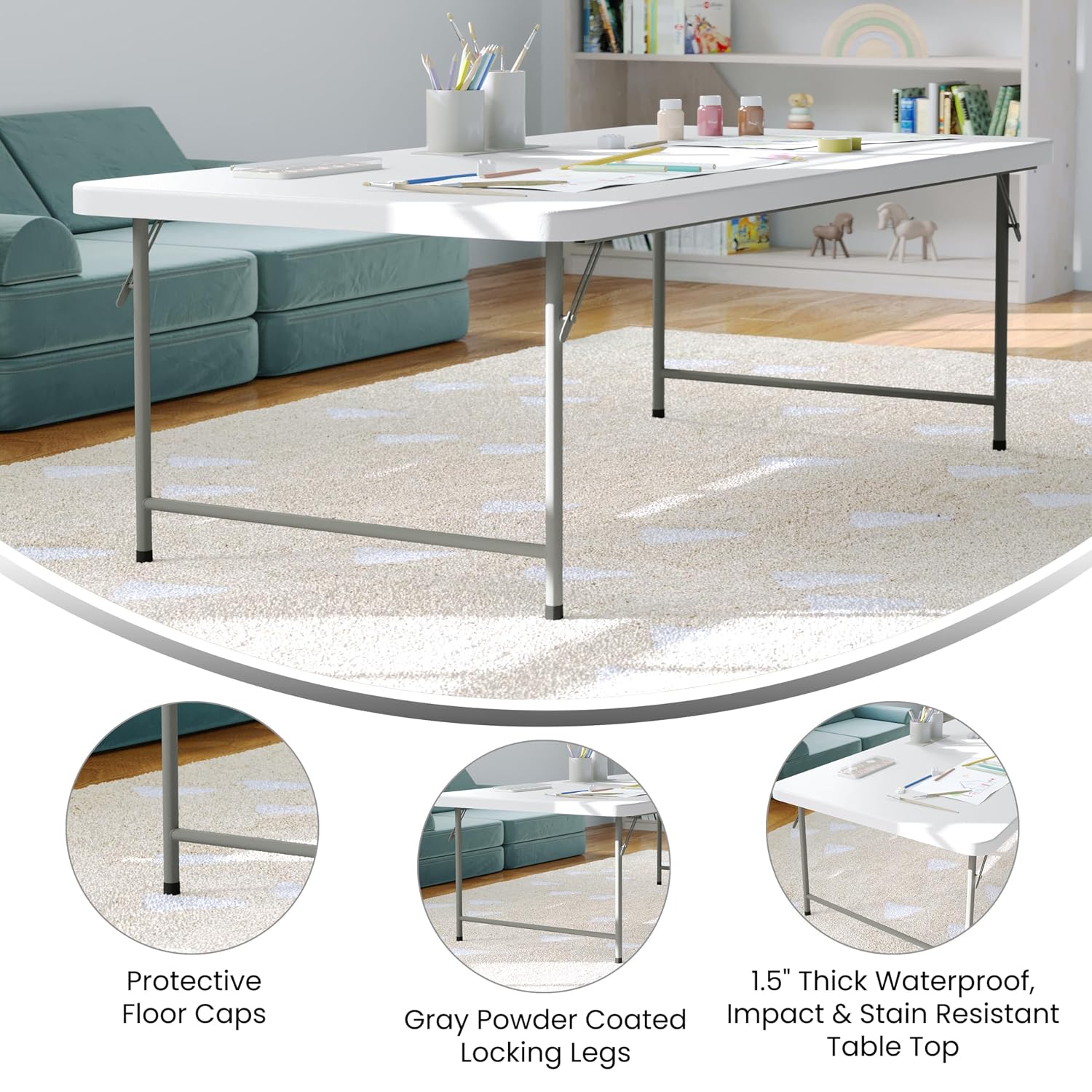 子供用1.5メートルプラスチック折りたたみテーブル、グラナイ - Kids Outdoor Folding Table のレビューと価格