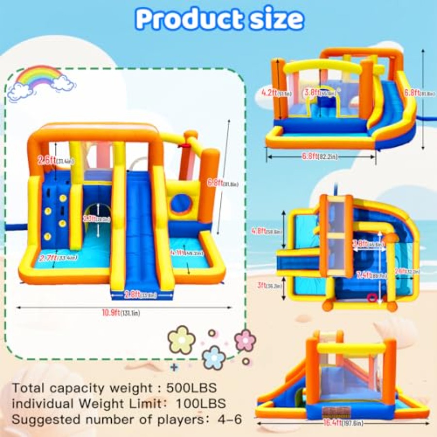 大型子供用屋外バウンスハウスウォータースライドコンボ：頑丈な - Kids Outdoor Zone のレビューと価格