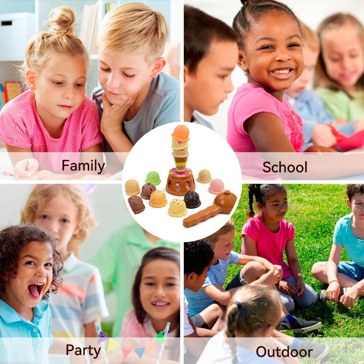 子供用アイスクリームスタッキングゲーム、ごっこ遊び用おもちゃ - Kids Outdoor Kitchen Accessories のレビューと価格