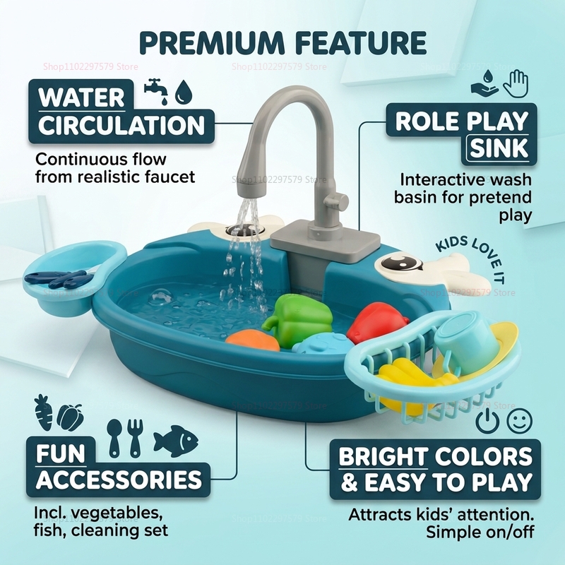 幼児用インタラクティブ水遊びシンクおもちゃ電動流水ごっこ遊び - Kids Outdoor Kitchen Accessories のレビューと価格