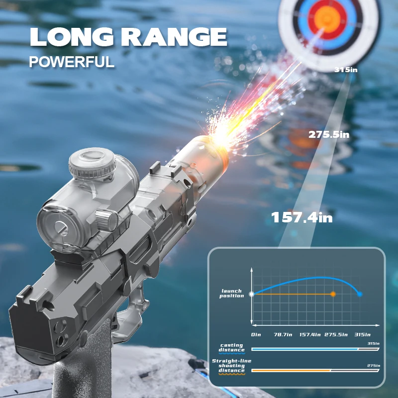 LED模擬発射子供用電動水鉄砲連続射撃自動水鉄砲夏屋外プール - Kids Outdoor Water Play のレビューと価格