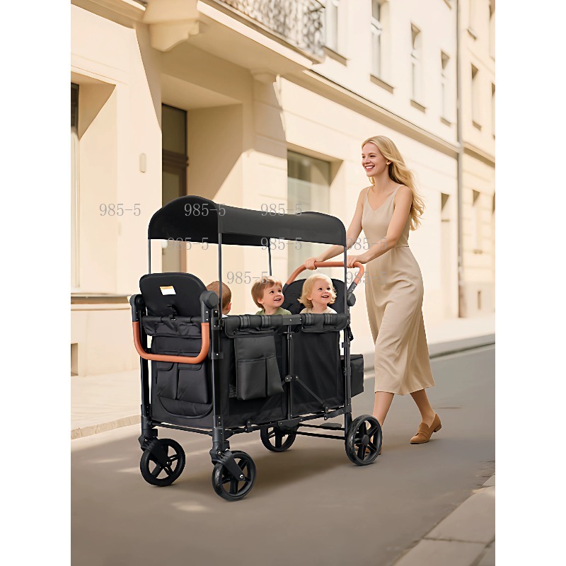 折りたたみ式4人乗りキャンプワゴンベビーカー、日よけキャノピ - Kids Outdoor Wagon のレビューと価格