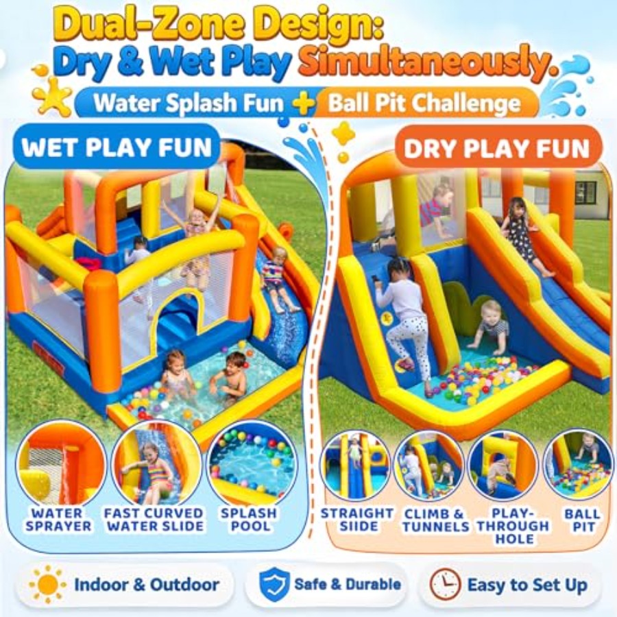 大型子供用屋外バウンスハウス ウォータースライダー コンボ： - Kids Outdoor Zone のレビューと価格