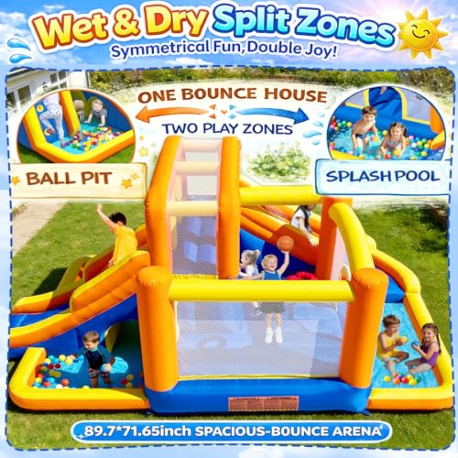 大型子供用屋外バウンスハウス ウォータースライダー コンボ： - Kids Outdoor Zone のレビューと価格