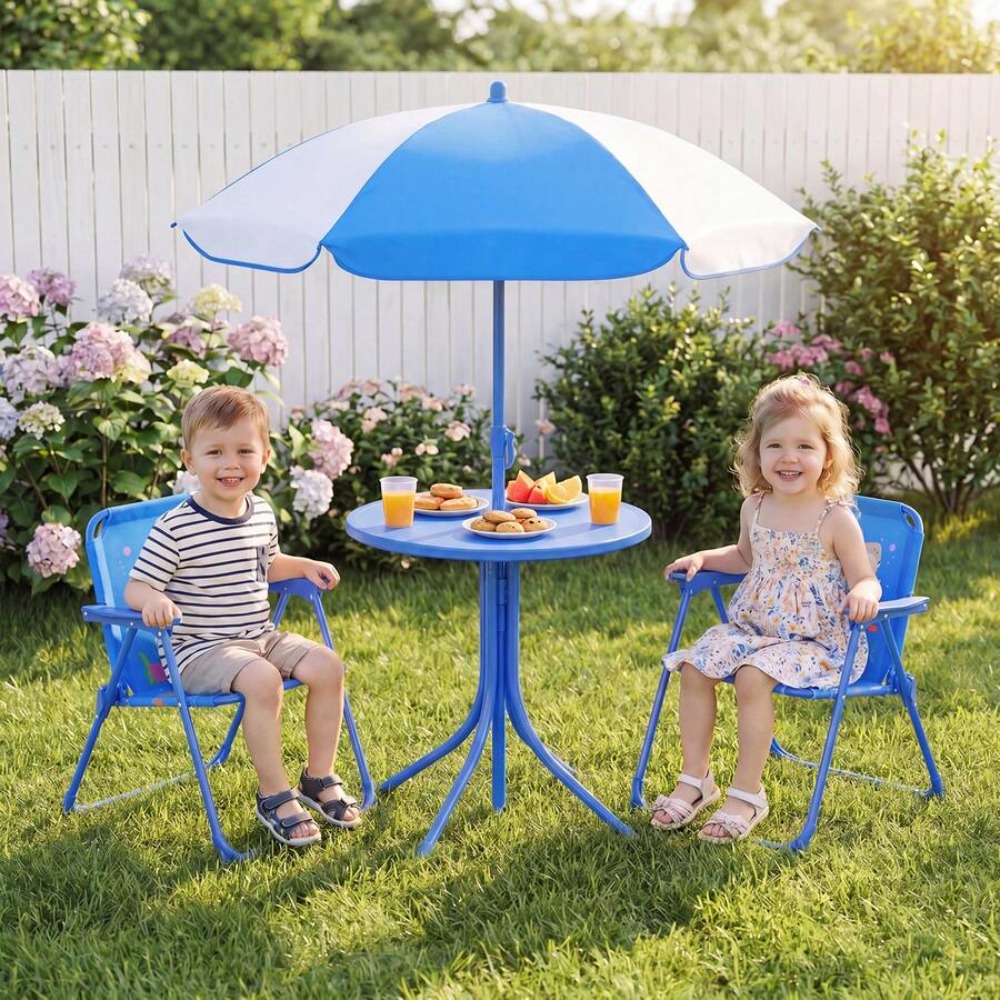 子供用ピクニックテーブルアウトドアセット、折りたたみ椅子2脚 - Kids Outdoor Folding Table のレビューと価格